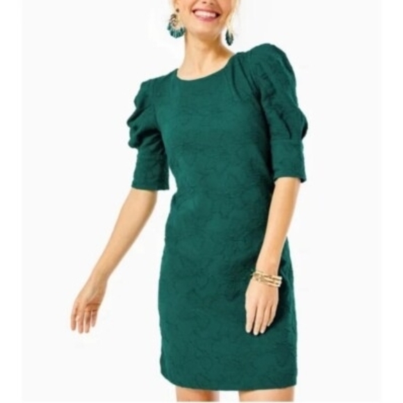 Lilly Pulitzer Dresses & Skirts - Lilly Pulitzer Green Textured Puff Sleeve Dress